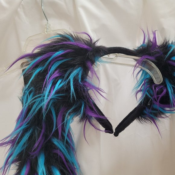 PAWS Cosplay Tail and Ears Purple and Turquoise - Picture 4 of 7